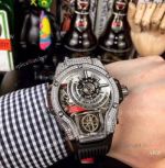 Swiss Quality Hublot Tourbillon Skeleton MP-09 Bi-Axis Watches Stainless Steel Diamond